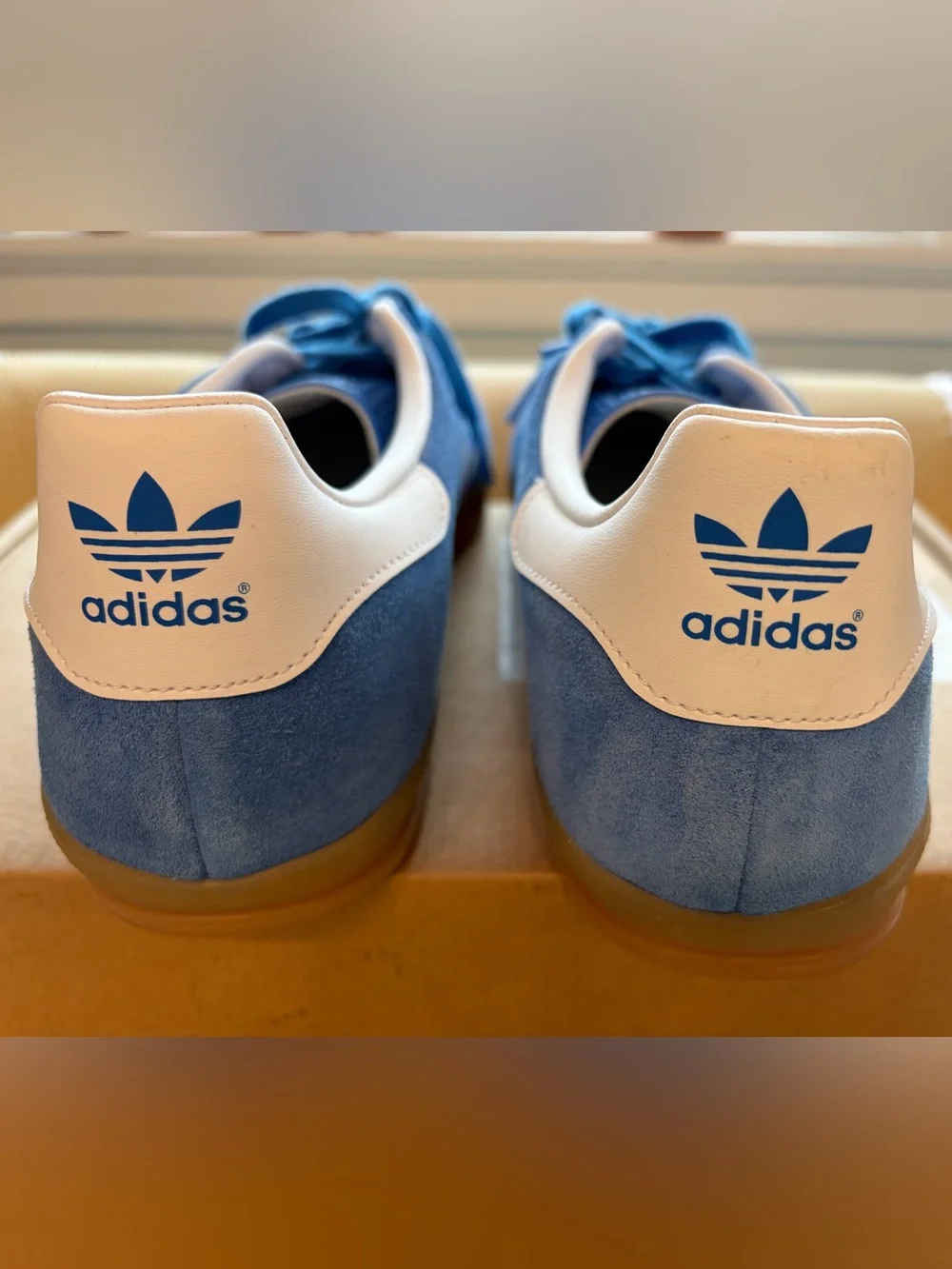 adidas Blue Suede Sneakers with White Three Stripes